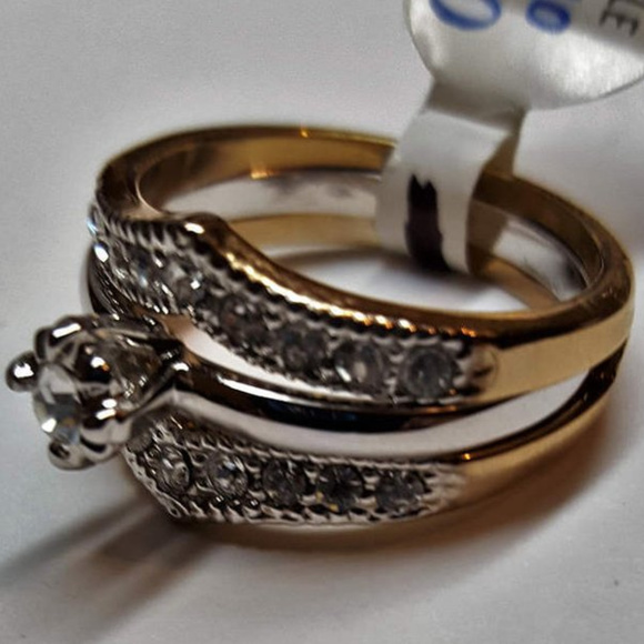 3 in one Wedding Engagment Ring 18k HGE SIZE 6 - Picture 2 of 7